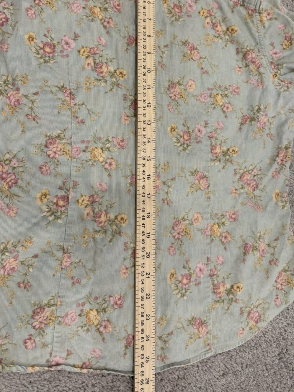 L.L. Bean Women's L Floral Corduroy Shirt Y2K 90s Cottagecore Prairie Roses - Picture 8 of 9